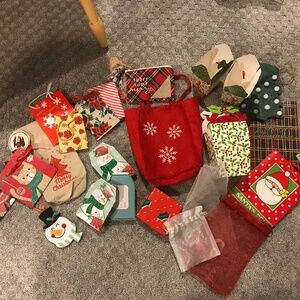 Christmas bags, boxes, ribbon